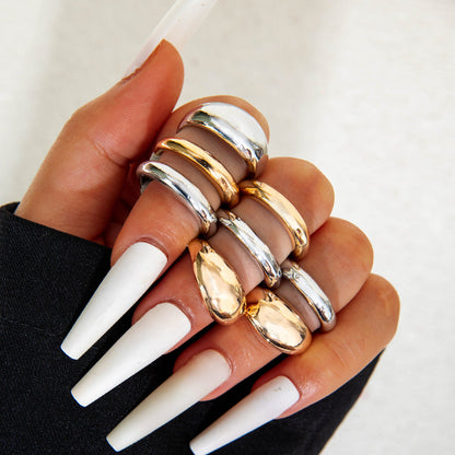 Geometric Metal Lava Line Open Ring Set - 4 Pieces