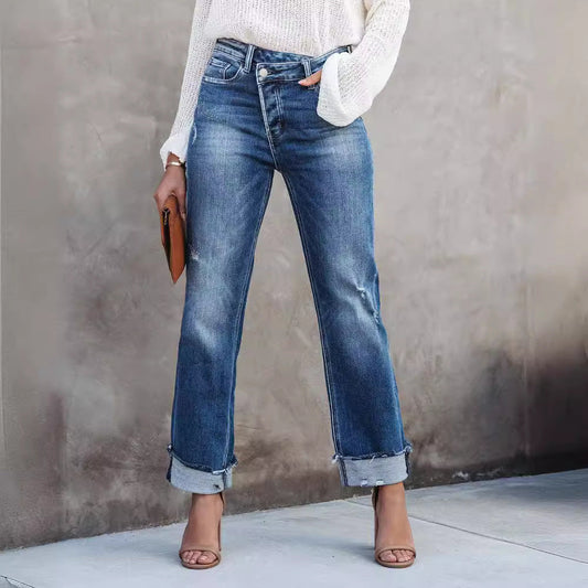 Casual Women's Straight-Leg Denim Jeans