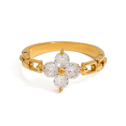 Four-Leaf Clover Cubic Zirconia Ring