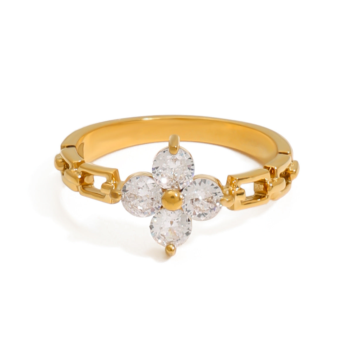 Four-Leaf Clover Cubic Zirconia Ring