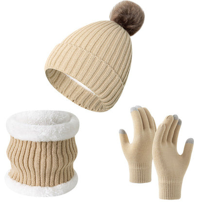 Warm Knitted Winter Scarf, Hat, and Gloves Set