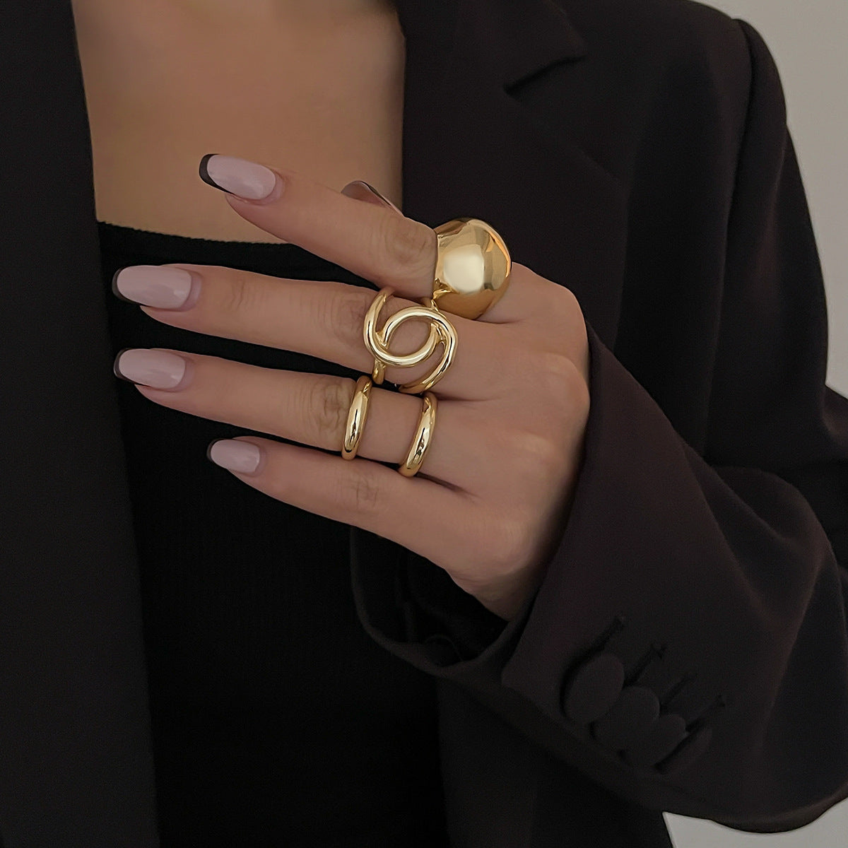 Geometric Open-Cable Ring With Baroque Pearl