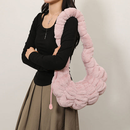 Trendy Plush Croissant Cloud Bag Soft Casual Shoulder Bag