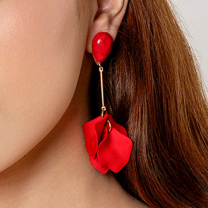 Colorful Pearl Flower Earrings Trendy Chic Fabric Design