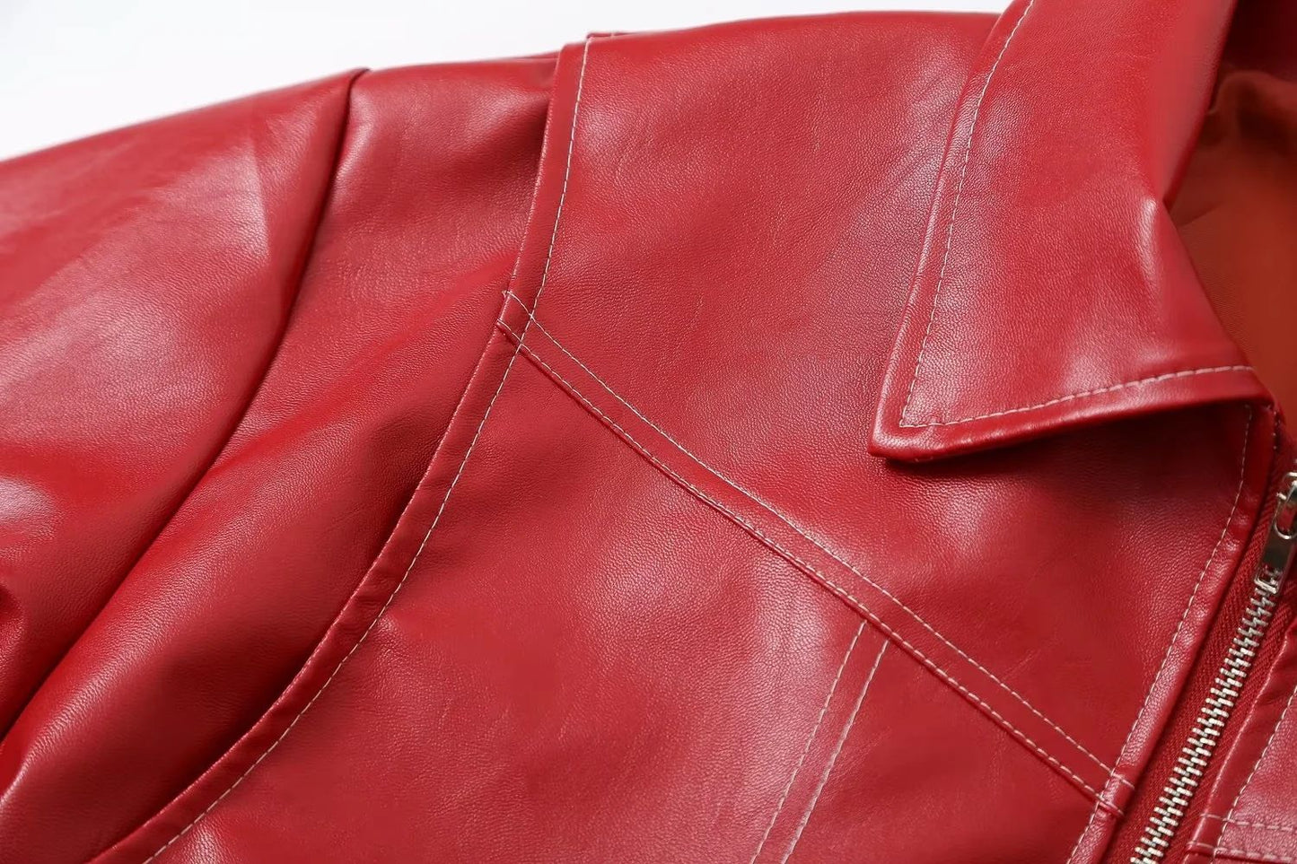 Vintage Splicing Lapel Leather Oversize Jacket