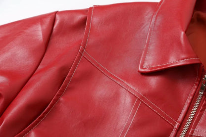 Vintage Splicing Lapel Leather Oversize Jacket
