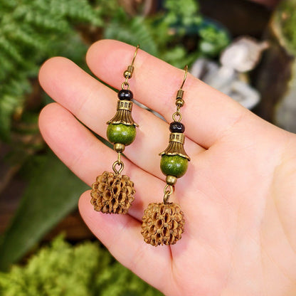 Bohemian Leaf Design Alloy Earrings with Natural Elements