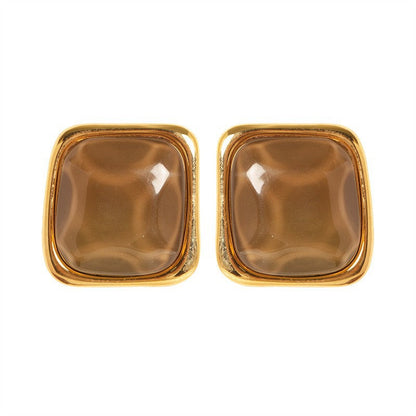 Geometric Square Stud Earrings Stylish Minimalist Design With Silver Pin