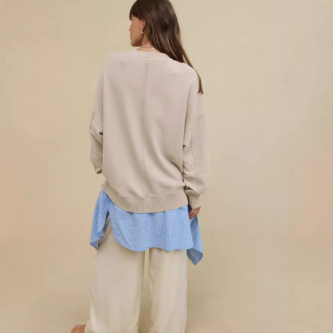 Casual Pullover Sweatshirt for Women - Loose Fit - Street Style
