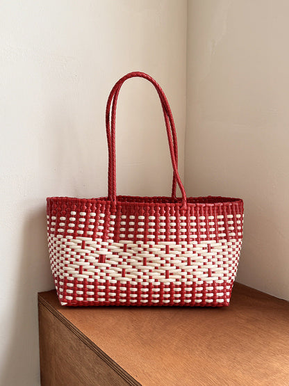 Woven Tote Beach Bag Casual PVC Shoulder Bag