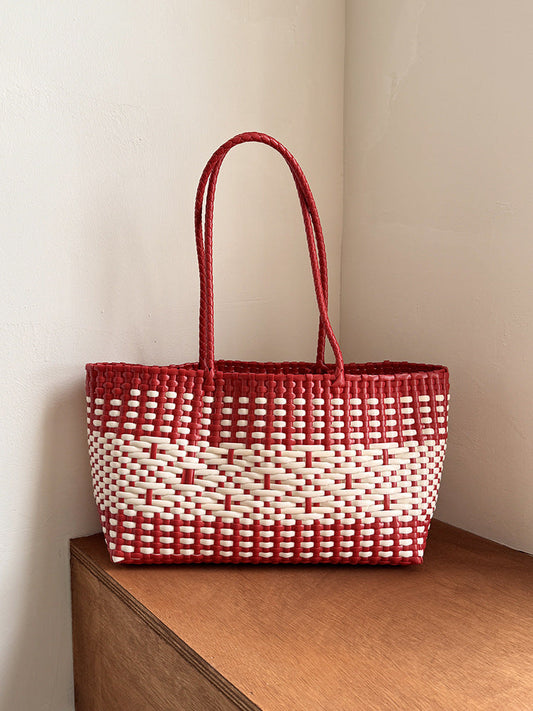 Woven Tote Beach Bag Casual PVC Shoulder Bag