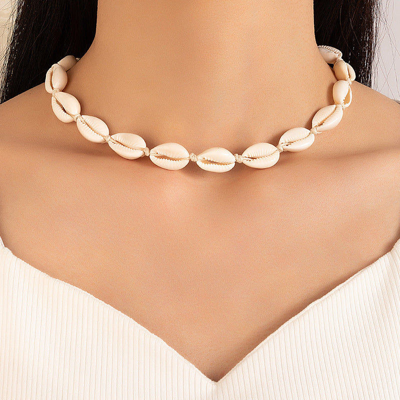 Bohemian Shell Bead Necklace With Starfish And Palm Tree Accents