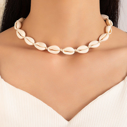 Bohemian Shell Bead Necklace With Starfish And Palm Tree Accents