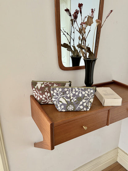 Elegant Floral Embroidered Storage Pouch