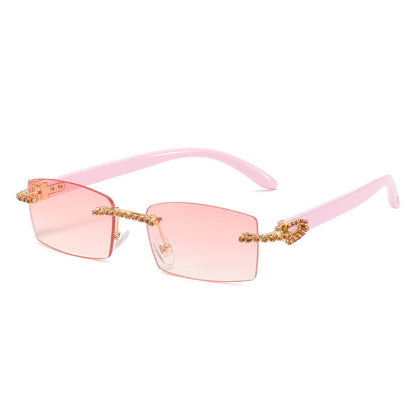 Trendy Square Sunglasses With Diamond Cut Frame