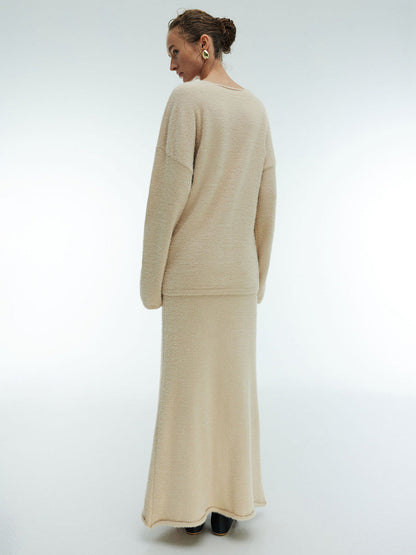 Minimalist V-Neck Knit Sweater Dress Set for Women