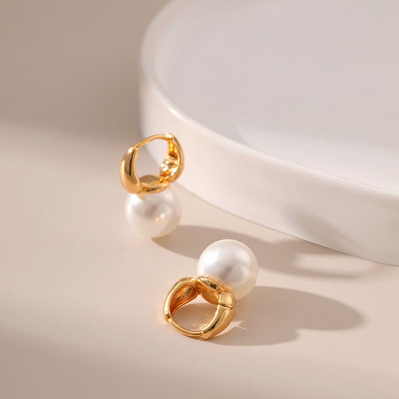 Elegant Pearl Simple Hoop Earrings