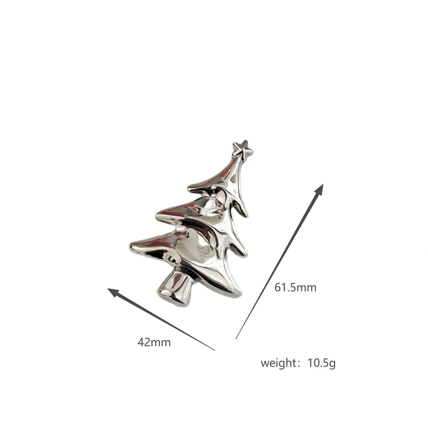 Minimalist Stainless Steel Christmas Tree Brooch