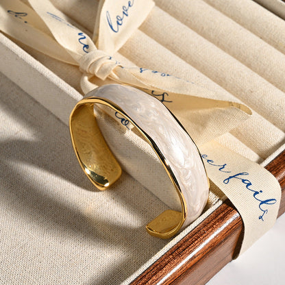 Vintage White Enamel Open Cuff Bracelet