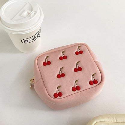 Multi-Functional Portable Makeup Bag Cherry Coin Purse
