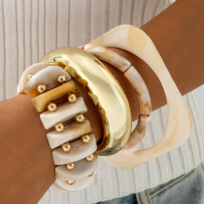 Exaggerated Acrylic Bead Bracelet Set Colorful Retro Jewelry