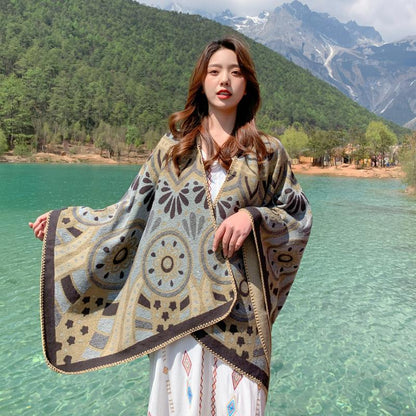 Tibetan Ethnic Shawl Grassland Thickened Cloak Scarf