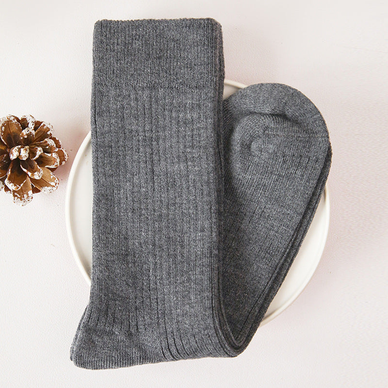 High-Quality Elastic Ribbed Mid-Calf Wool Socks for Men and Women