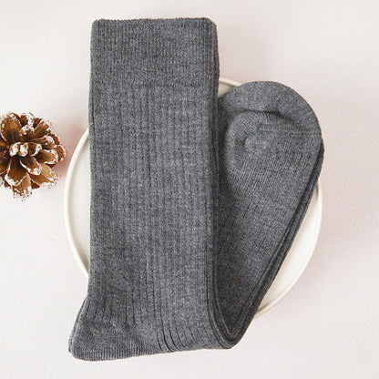 High-Quality Elastic Ribbed Mid-Calf Wool Socks for Men and Women
