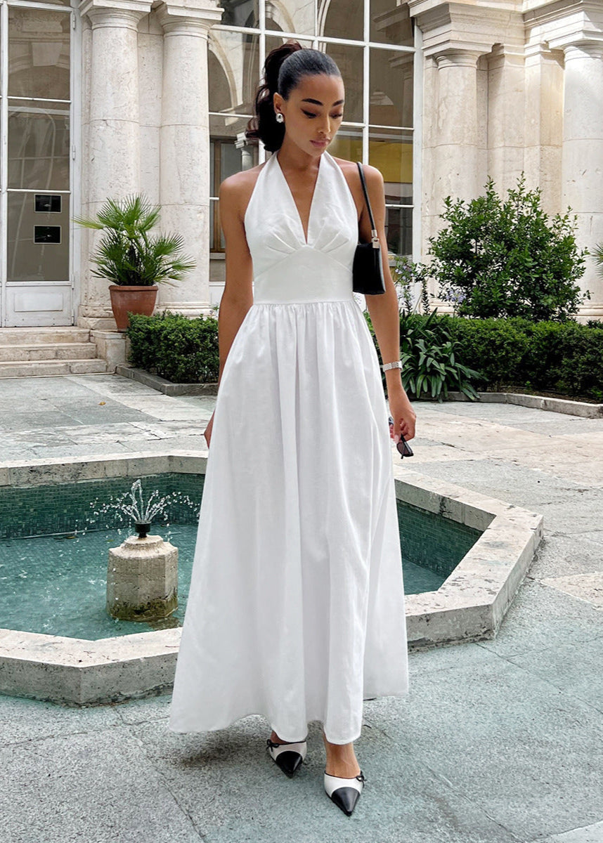 Halter Backless Maxi Dress Lightweight Fabric