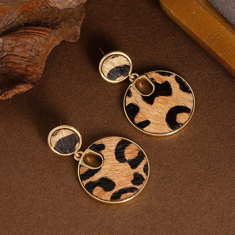 Natural Horse Hair Leopard Print Earrings Luxury Fashion Accessories