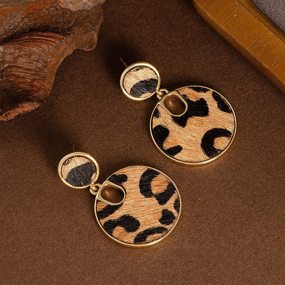 Natural Horse Hair Leopard Print Earrings Luxury Fashion Accessories