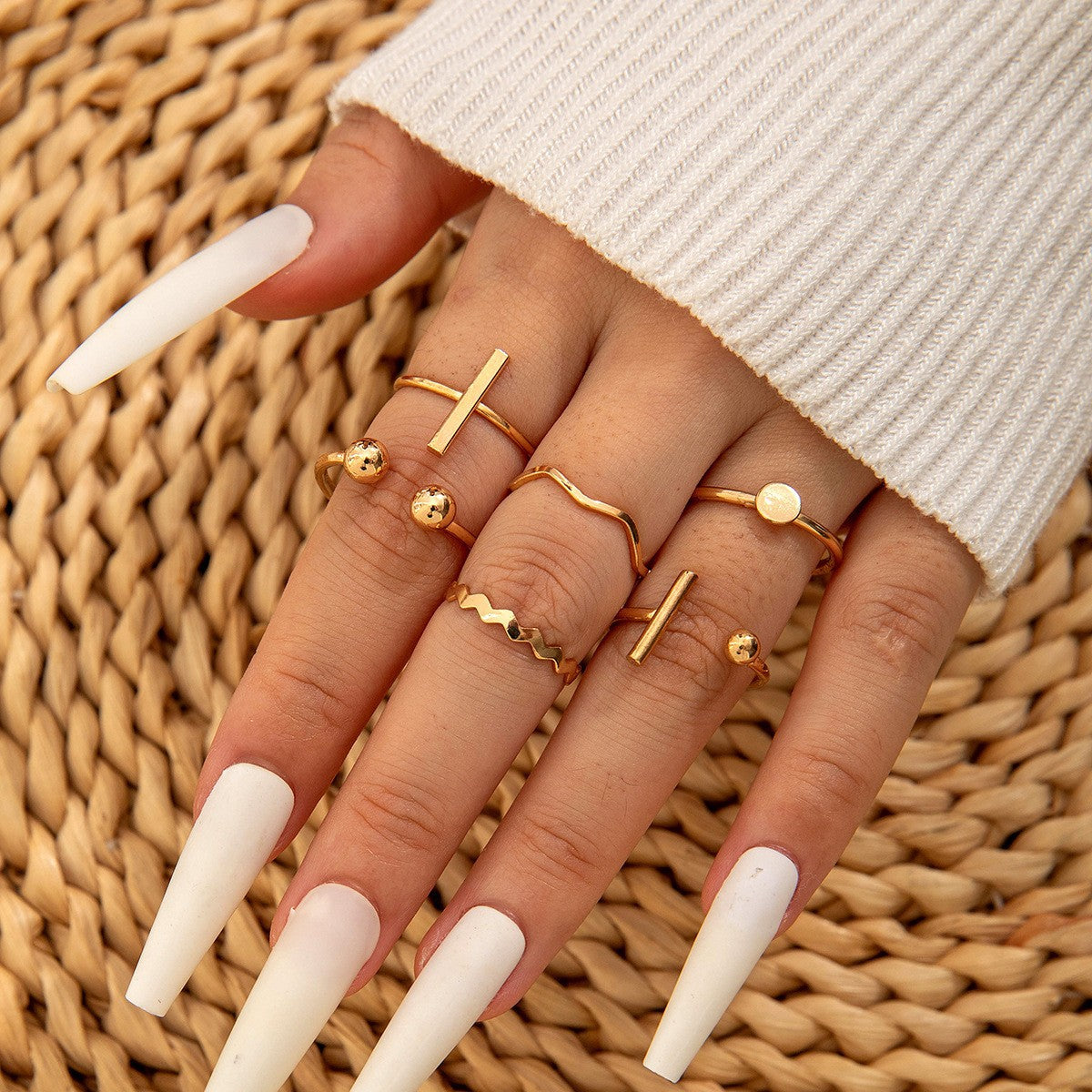 Fashionable Geometric Butterfly Open-Ended Adjustable Rings Set