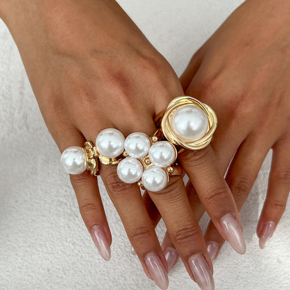 Irregular Metal Shine Rings For Women With Baroque Pearl Design
