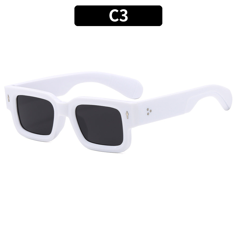 Trendy Square Sunglasses for Men with Arrow Design, UV400 Protection, Versatile Style