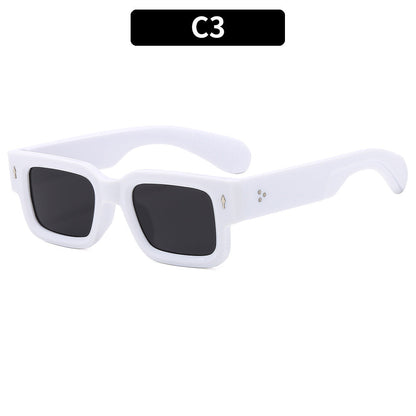 Trendy Square Sunglasses for Men with Arrow Design, UV400 Protection, Versatile Style