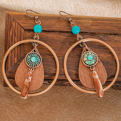 Bohemian Tassel Earrings Geometric Wood Beads Handmade Jewelry