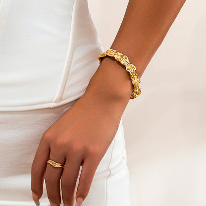 Trendy Irregular Geometric Metal Lava Bracelets For Women