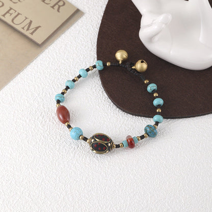 New National Style Jewelry Nepal Beads Turquoise Bracelet Retro Fashion Simple Hand-Woven Bracelet