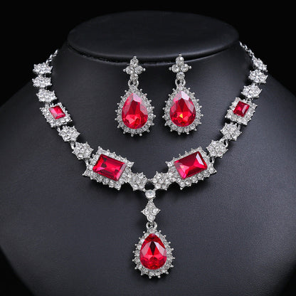 Trendy Fashionable Gemstone Necklace and Earring Set