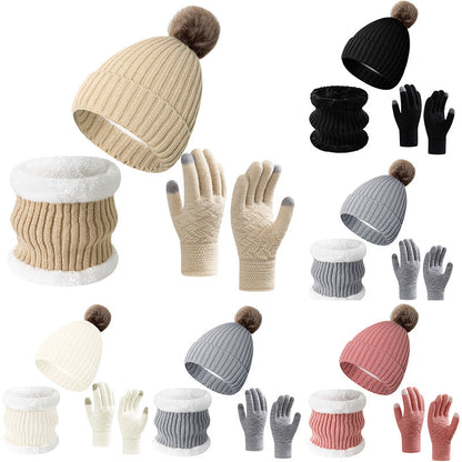 Warm Knitted Winter Scarf, Hat, and Gloves Set