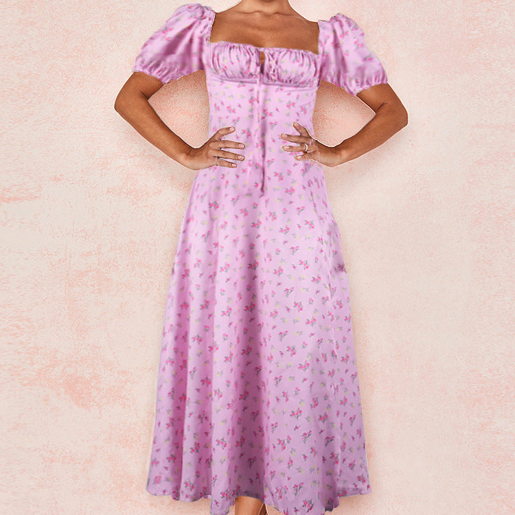 Floral Print Backless Midi Dress