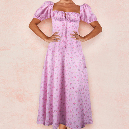 Floral Print Backless Midi Dress
