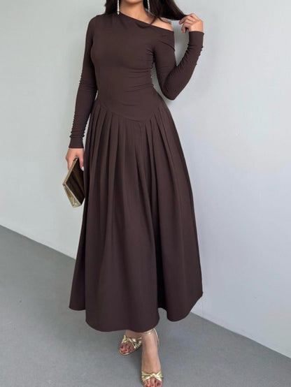 Elegant High Waist Long Sleeve Maxi Dress for Women