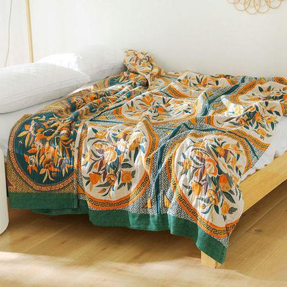 National Wind Cotton Air Conditioning Towel Blanket With Five Layers Of Gauze Soft Summer Cool Blanket