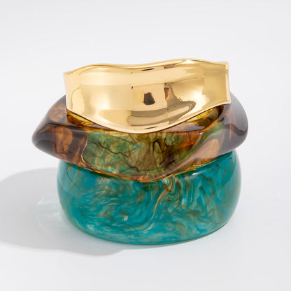Retro Geometric Marble Pattern Spring Bangle Bracelet