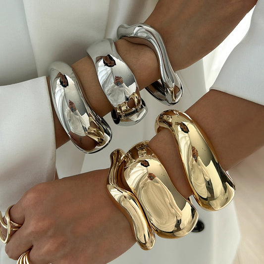 Geometric Metal Cuff Bracelet Bold Design