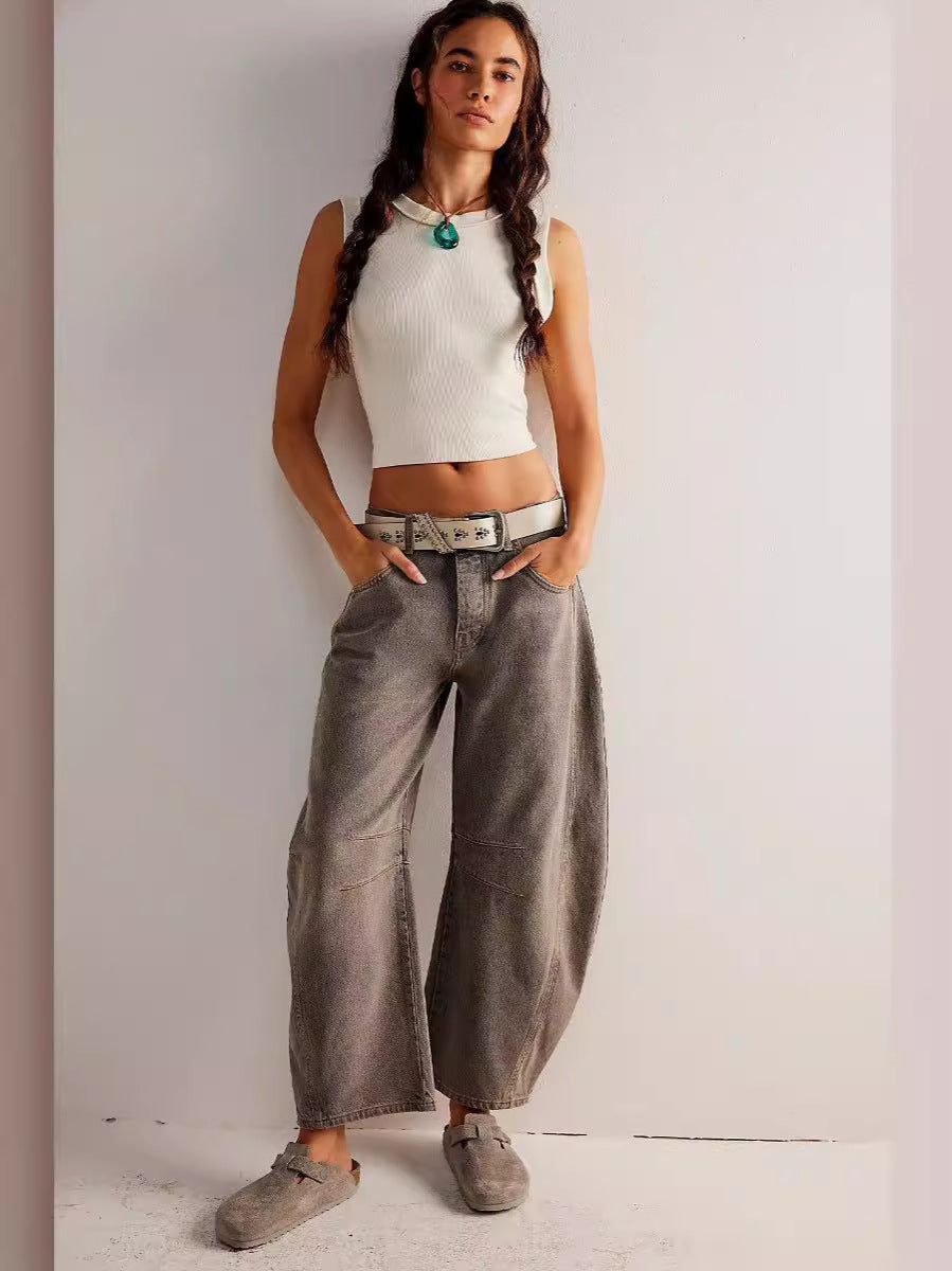 Casual Loose-Fit Mid-Rise Straight-Leg Women's Jeans