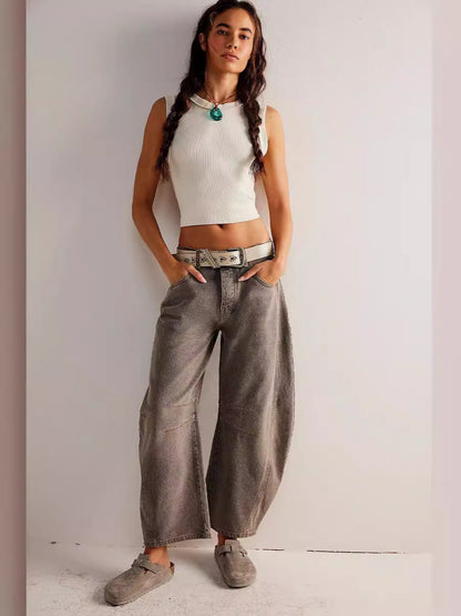 Casual Loose-Fit Mid-Rise Straight-Leg Women's Jeans