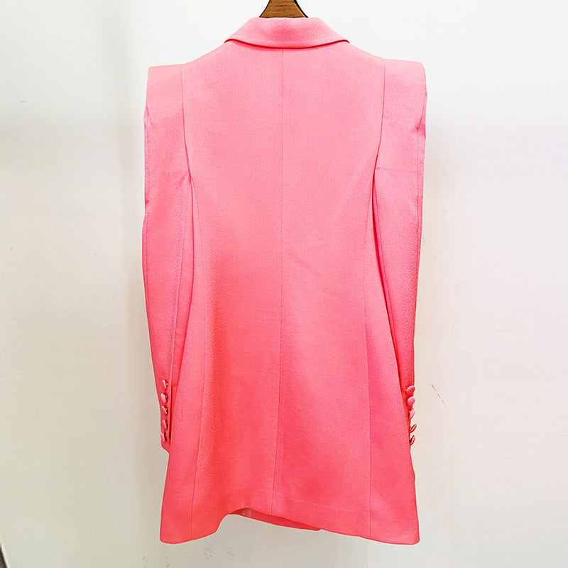 Double Breasted Longline Blazer Stylish Casual Coat