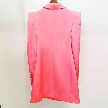 Double Breasted Longline Blazer Stylish Casual Coat